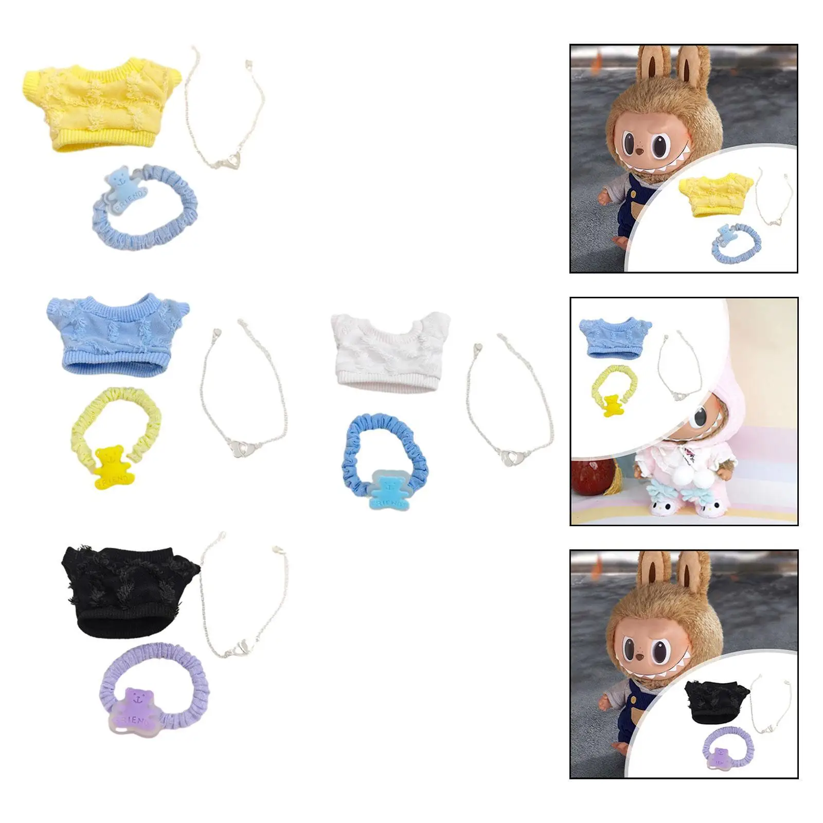 Plush Doll Clothes DIY Doll Toy for Kids Birthday Gift Fashion Doll Clothing Cloth Doll Keychain Accessory for 17cm Doll