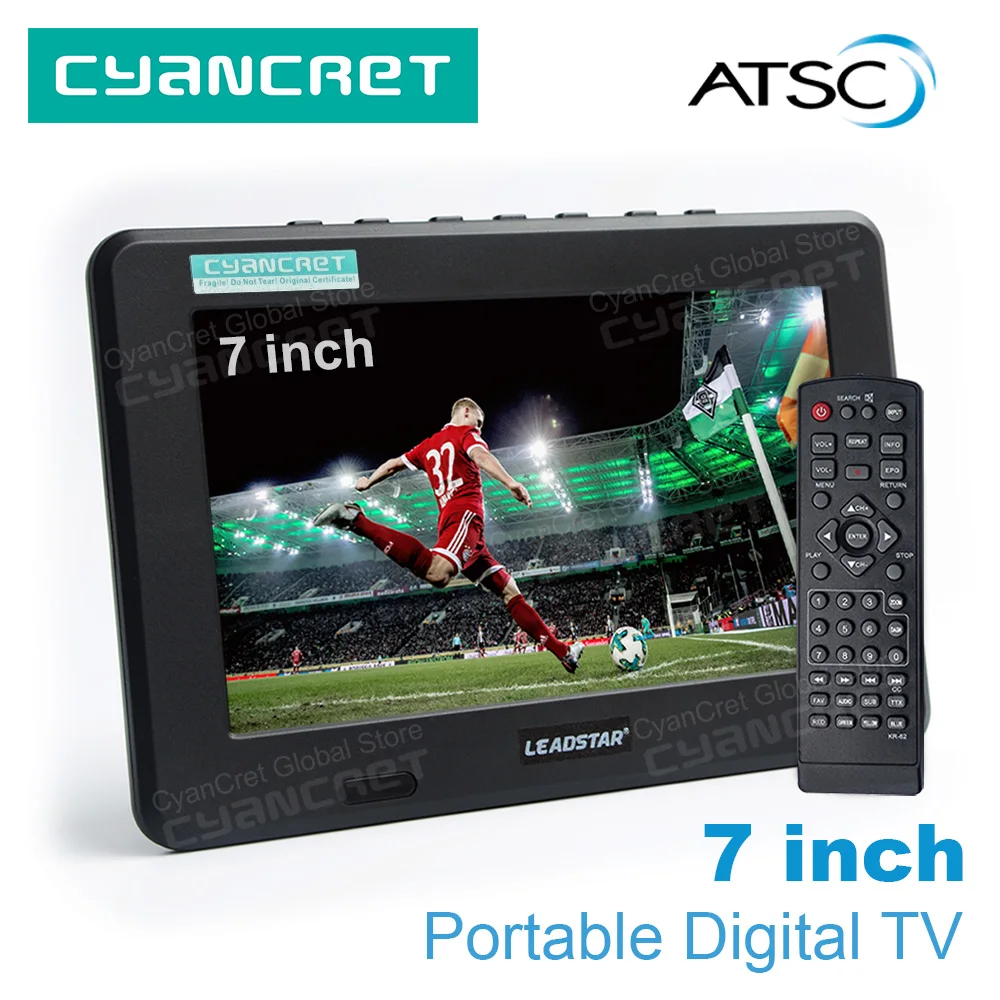 LEADSTAR D7 Portable TV ATSC 7inch Digital Analog mini small Car TV Television Support USB TF MP4 H.265 AC3