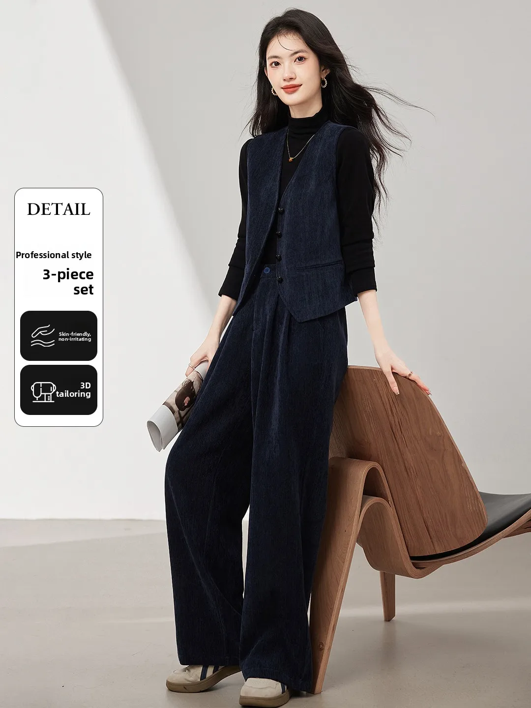 

Женский комплект Xinfeiyu: топ, широкие брюки, повседневный стиль, весна-осень, новинка, комфортная теплая одежда