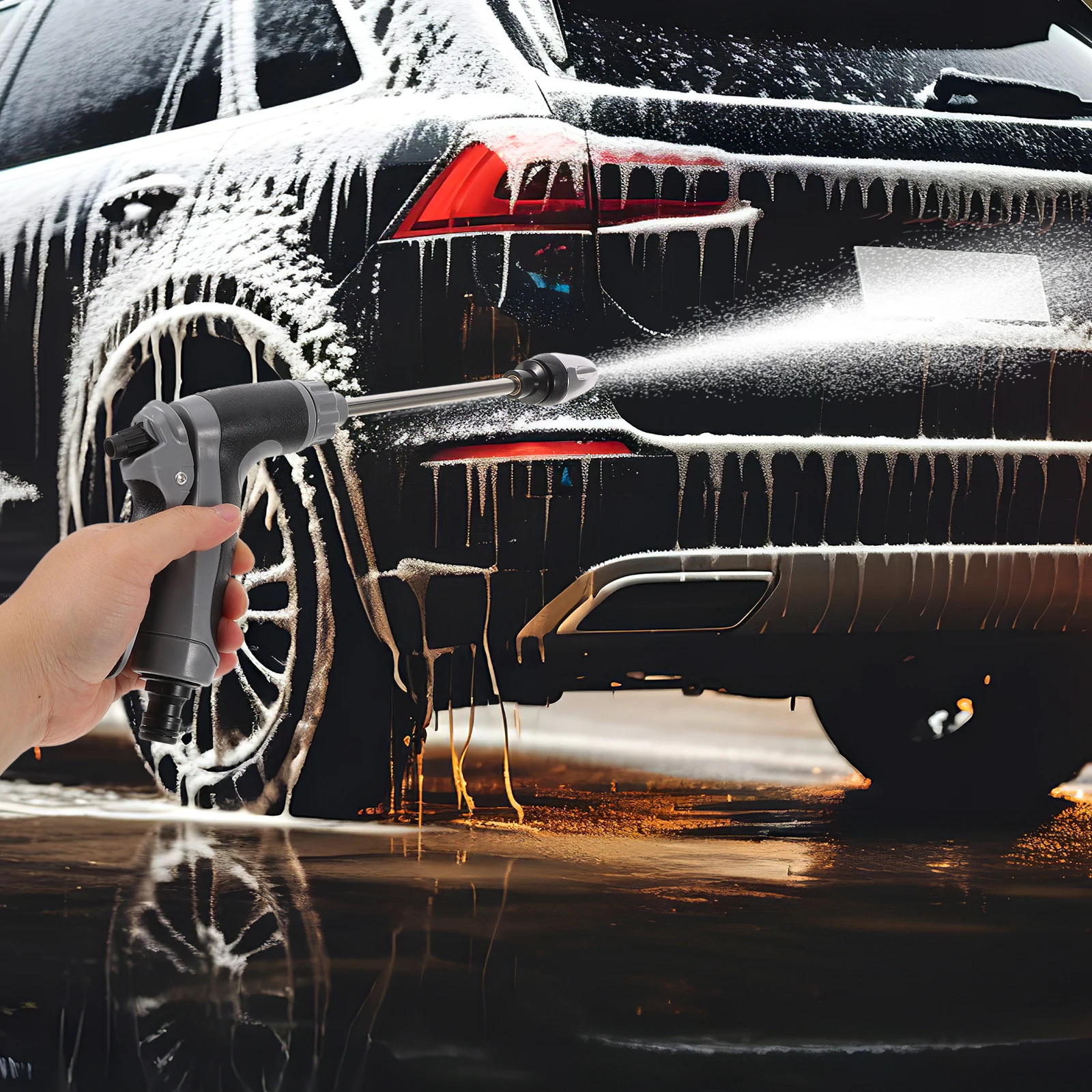 

High Pressure Car Wash Water Alloy Long Rod Spray Cleaner Ergonomic Handle Home Vehicle Adjustable Flow Portable Washer