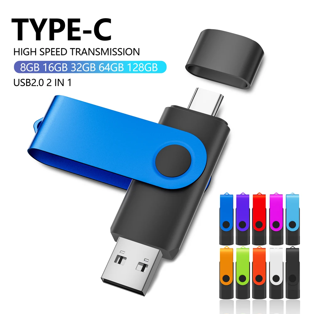 Clé USB TYPE-C 2 en 1, 16 go, porte-clés, clé USB 64 go, haute vitesse, pour téléphone portable, 32 go, 8 go, 4 go ﻿