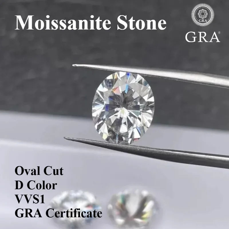 

Moissanite Stone Oval Cut D Color VVS1 High-quality DIY Charms Jewelry Making Main Materials with GRA Certificate