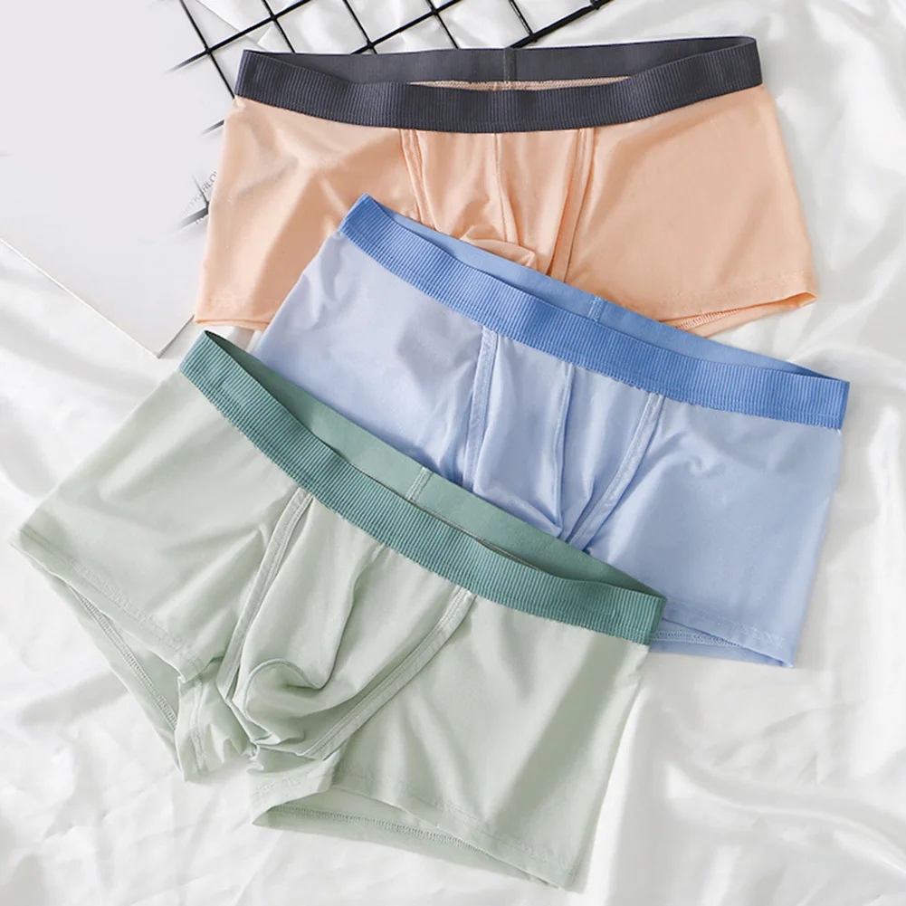 

Lightweight Men Ice Silk Comfy Boxers Underwear Bulge Boxer Briefs Shorts Panties Jockstrap Man Sleep Bottoms