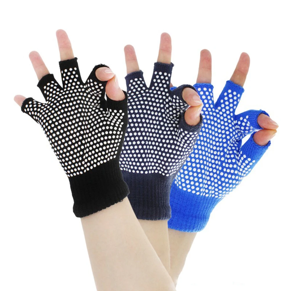 

4 Pairs Slip Yoga Gloves Half Finger Gloves Half Finger Cotton Fingerless Unisex Sport Knitted Fitness Accessories