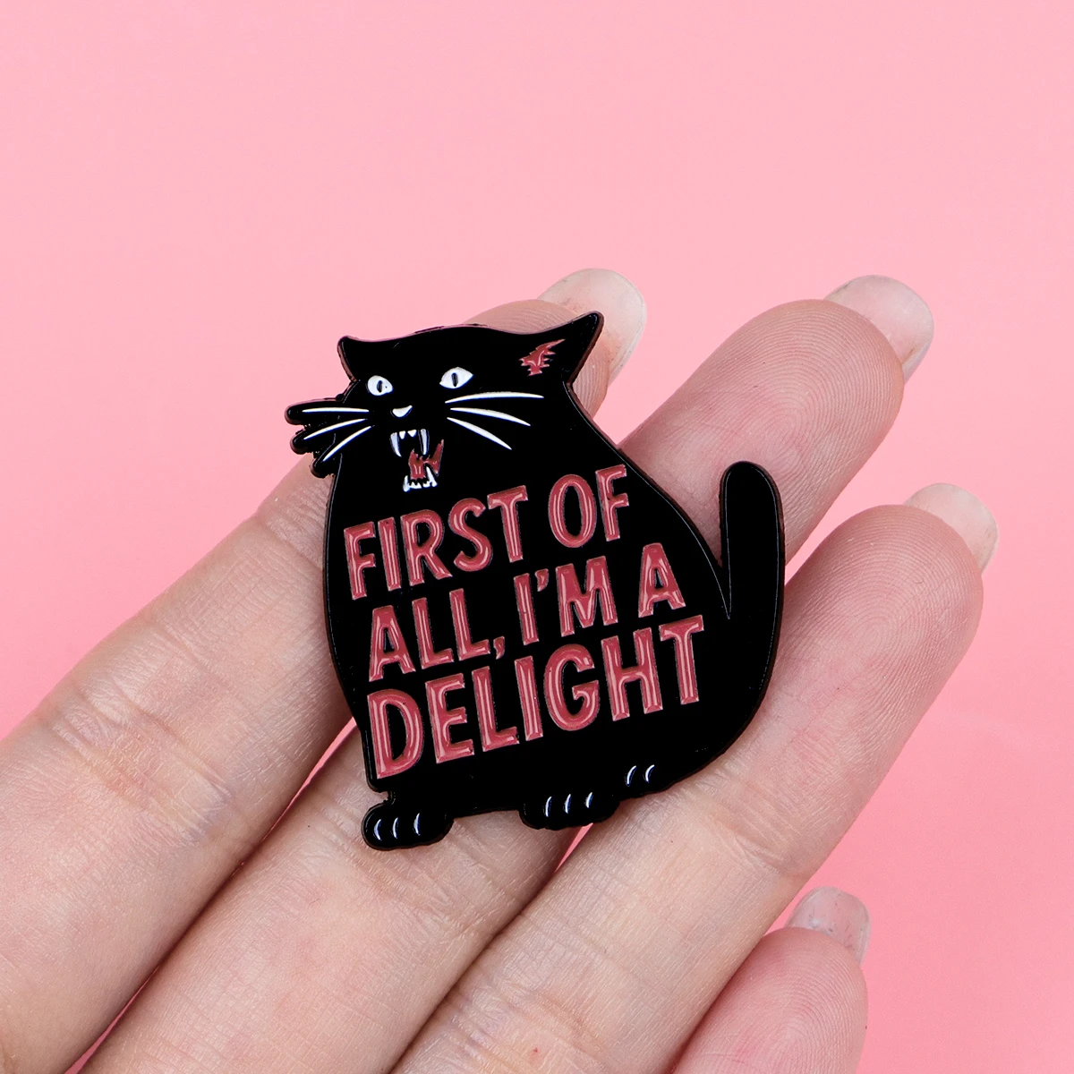 9 Stück „First Of All I'm A Delight“ Schwarze Katze Emaille-Pin Lustiges Anstecknadel-Abzeichen Brosche für Rucksack, Hut, Jacke, Kleidung, Dekoration, Schmuck, Geschenk – Detail 5