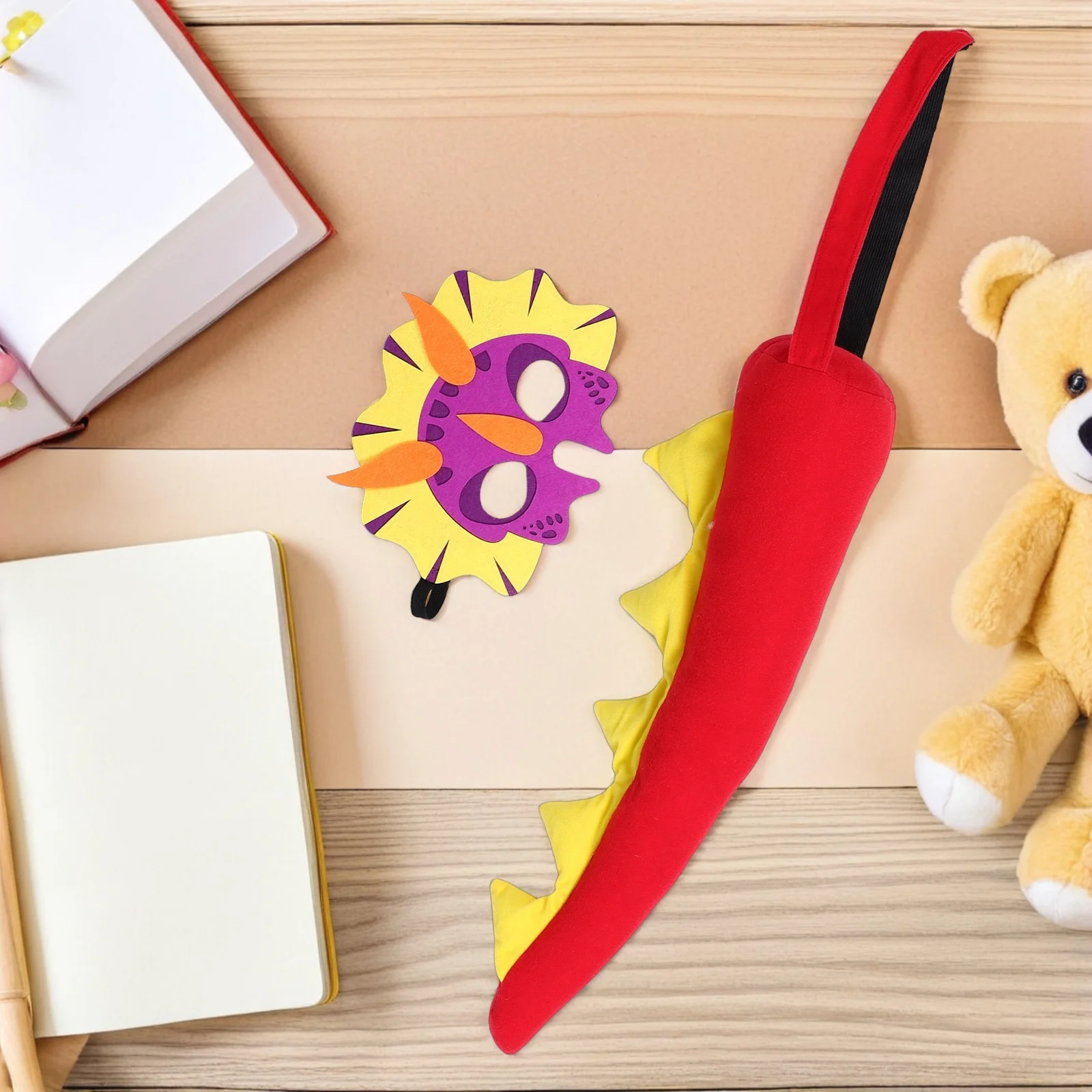 1Set Dinosaur Tail Mask Set Realistic Costume Birthday Party Role Events Creative Dress Up