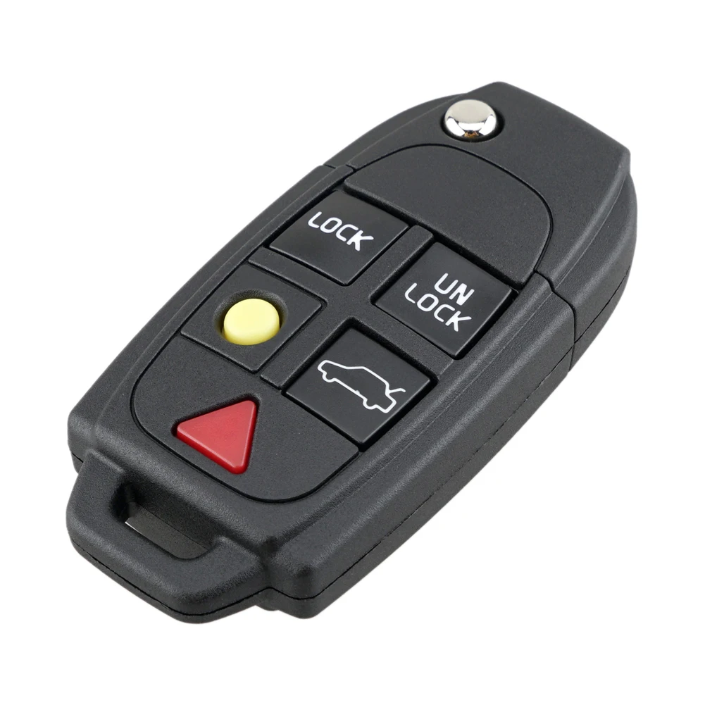 Car Remote Key Shell 5 Buttons Flip Folding Key Fob Case Cover for Volvo S60