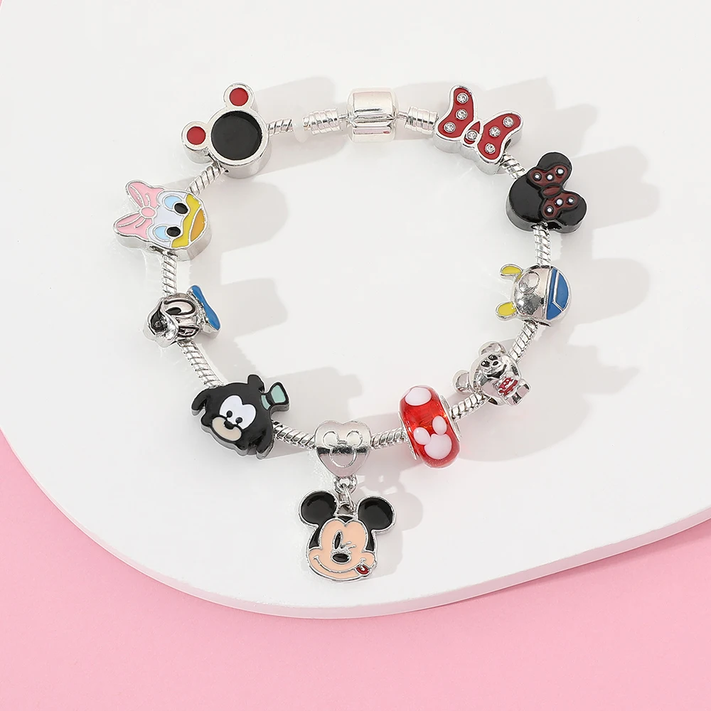 Disney dibujos animados Anime Mickey Mouse Minnie Pato Donald aleación encanto pulsera ajustable joyería de moda regalo para mujeres niñas