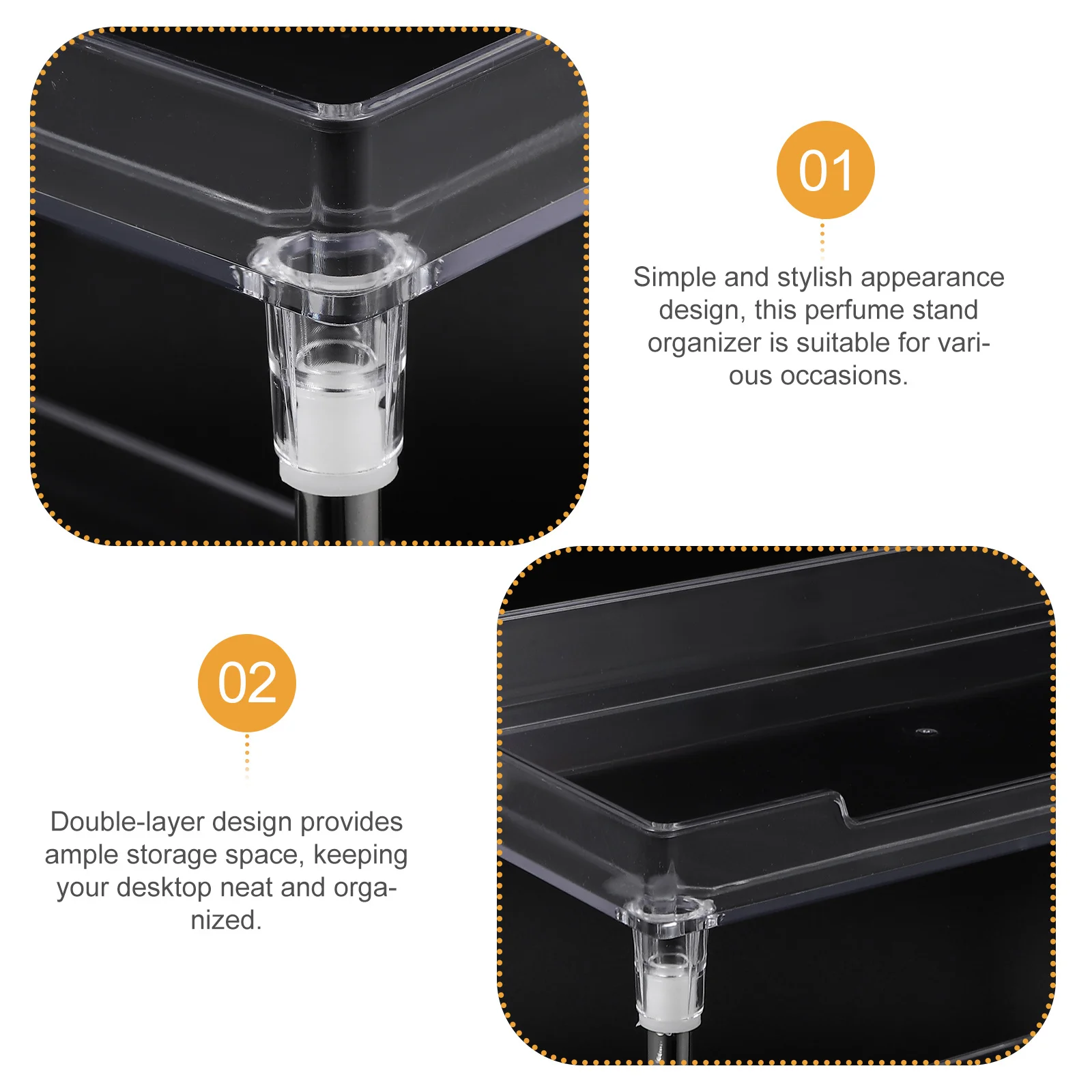 

Double-Layer Transparent Storage Rack Perfume Organizer for Desktop Bathroom Makeup Holder Makeup Organizer Display