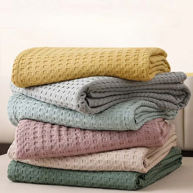 2024 Air Conditioning Blanket Office Nap Air Conditioning Blanket Japanese Style Blanket Solid Color Towel Quilt Knitted Blanket