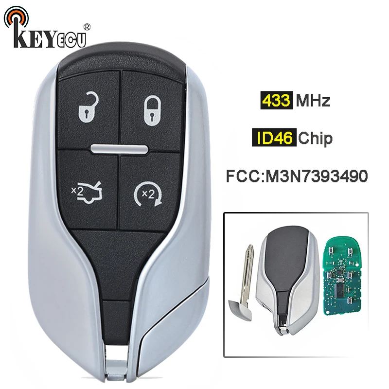 

Чип KEYECU 433 МГц ID46 с 4 кнопками, идентификатор FCC: Φ M3N739349, строка для четырехъядерного квадрокоптера Maserati ghilii 2012-2019