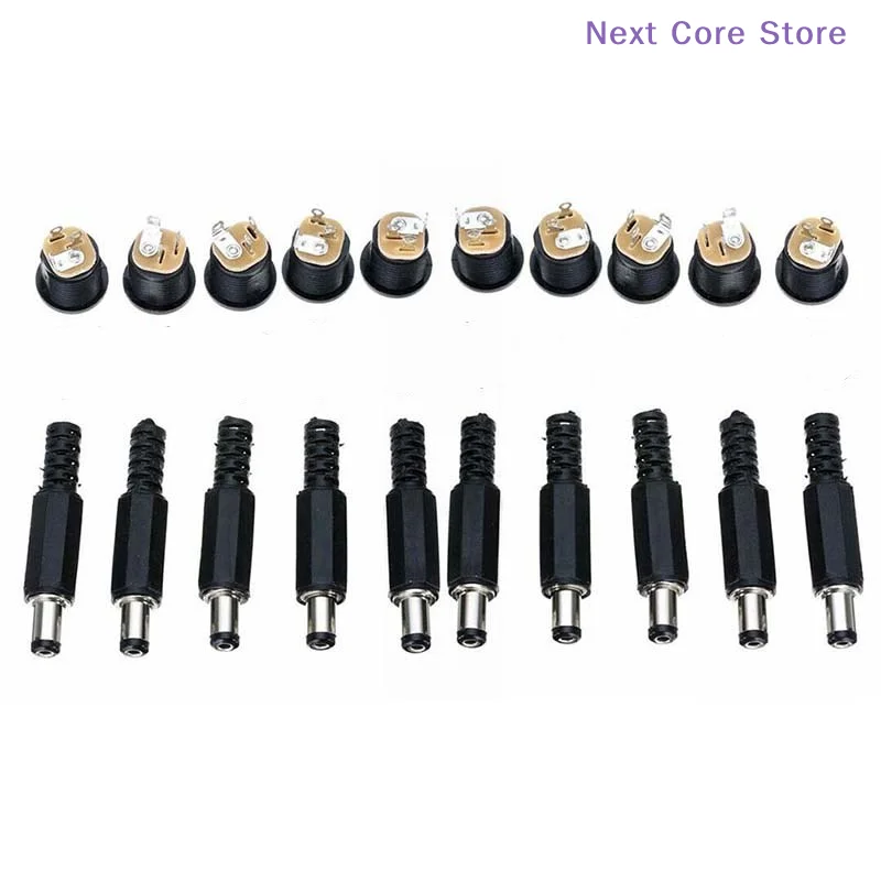 [NC]1 Set 10 Pair 12V 3A Male Plug + Female Socket Panel Mount Jack DC Connector Kit[NC]