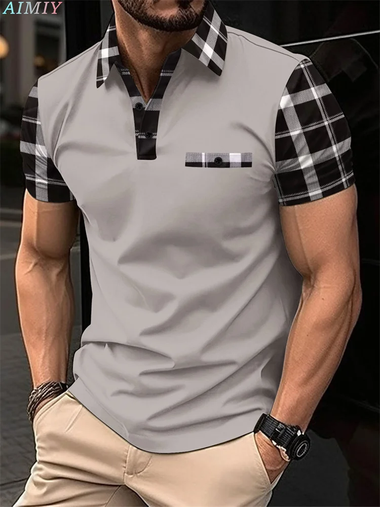 Men Personality Summer Fashion Sport Short Sleeve Casual Lapel Zipper Polo Shirt Men Print Polyester Quick Drying Polo Shirt Top