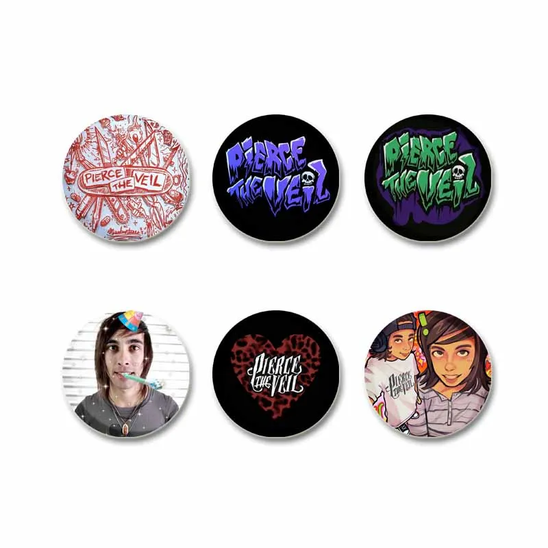 البوب روك باند بيرس الحجاب عملة بروش صفيح المغني زر دبوس الإبداعية مضحك شارة حقيبة الملابس والاكسسوارات مجوهرات هدايا #4