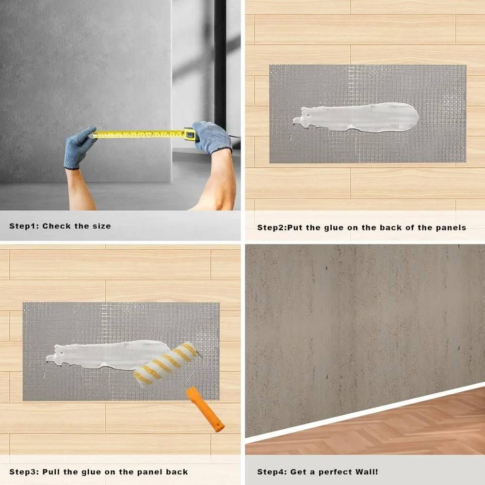 مجموعة من 4 لوحات حائط ثلاثية الأبعاد، 47.2 × 23.6، تصميم من الحجر الصناعي، مادة طين معدلة MCM، مناسبة لديكور المنزل والجدران المميزة، و #4