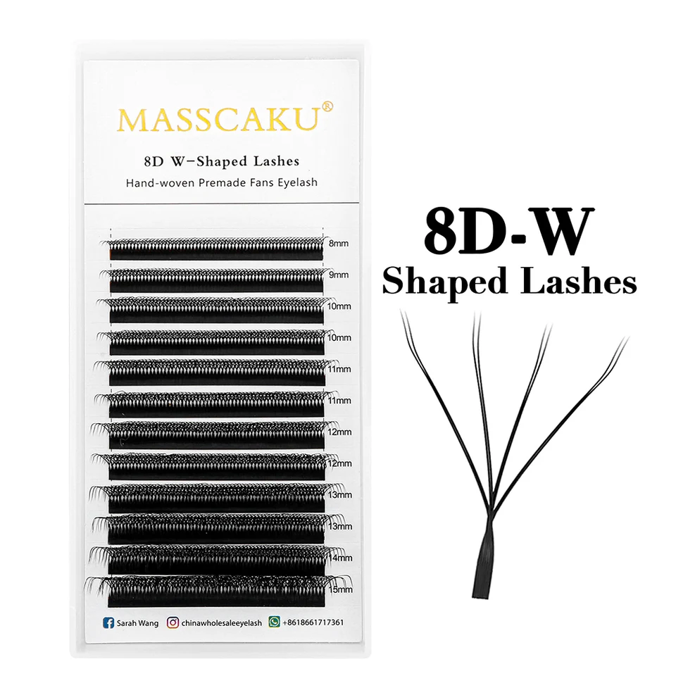 MASSCAKU 12Lines Premium Mink 3D 4D 5D 6D Pre-made False Eyelash W Shape Soft and Natural Individual Lash Extension Supplies, image 16