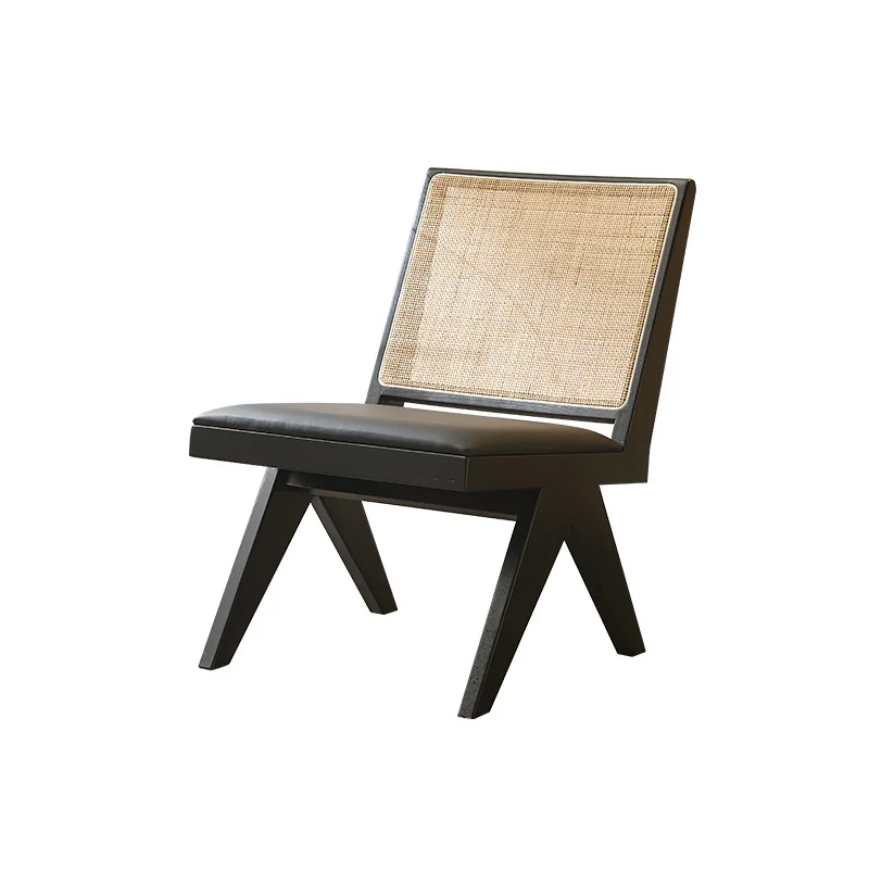 

Leisure chair Balcony chair Log solid wood rattan Japanese wabi-sabi medieval furniture