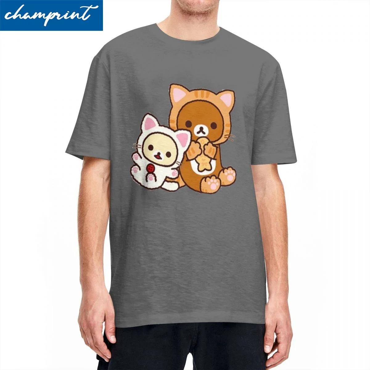 Vintage Rilakkuma And Korilakkuma In Costumes T Shirt Men's Crewneck Short Sleeve Clothes 100%Cotton Summer Clothing