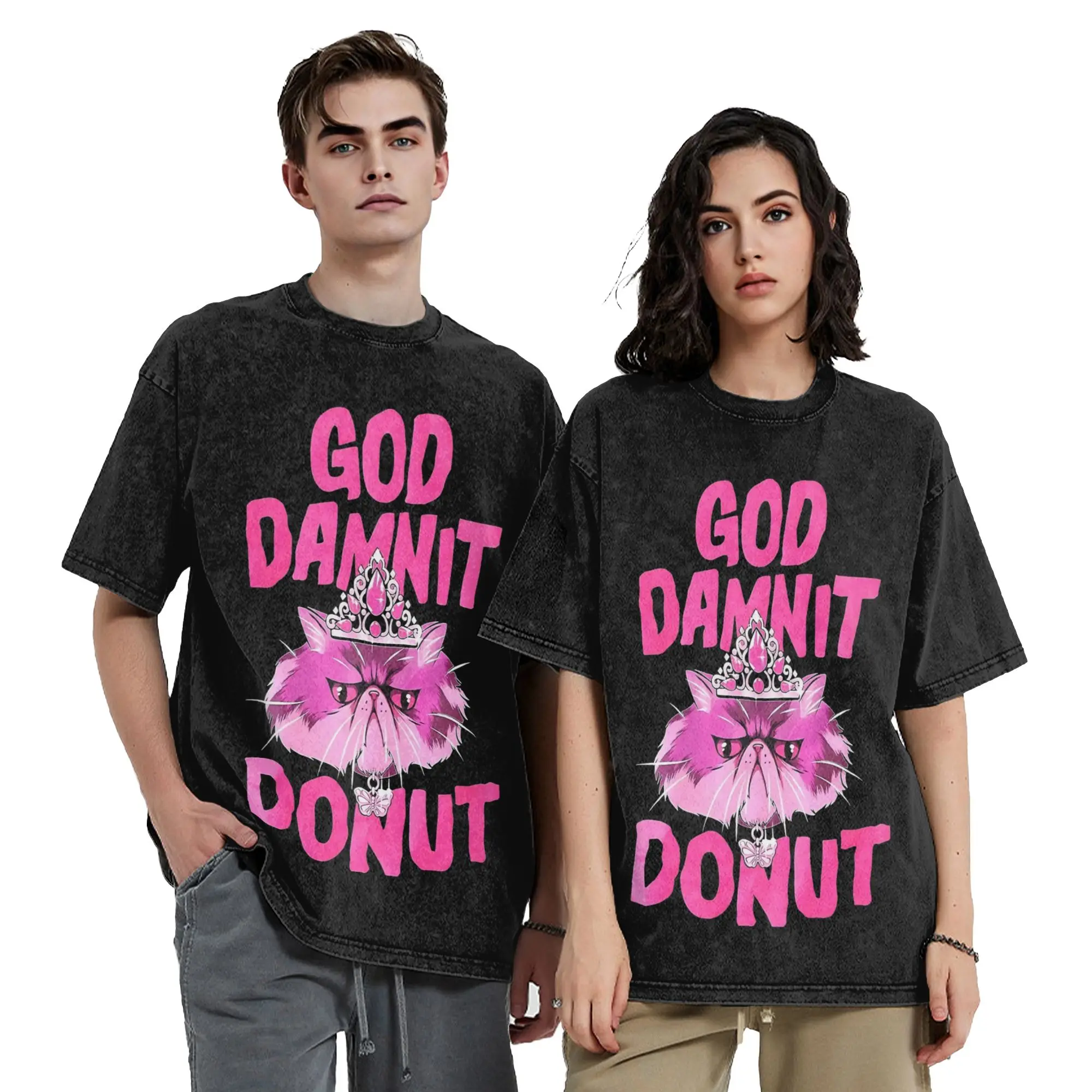 Dungeon Crawler Carl Donut Washed T Shirts Streetwear Hip Hop Fashion T-Shirt  Tee Shirt Men Women Short Sleeve Street Summer