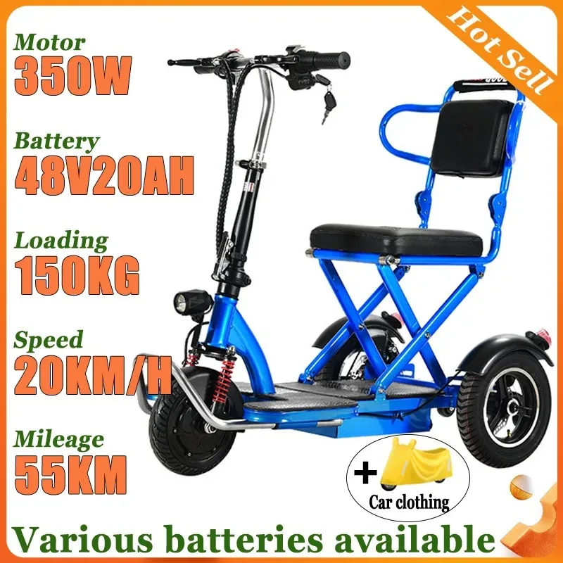 

Adult 8 Inches Elderly Leisure Electric Tricycle Fold Portable 3-wheeler Disabled Electric Scooter Commuting Mobility Scooter