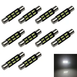 10x White Car T6.3 Fuse Light SunVisor Blub 28MM 6 Emitters 4014 SMD LED 6614 TS-14V1CP Z20892