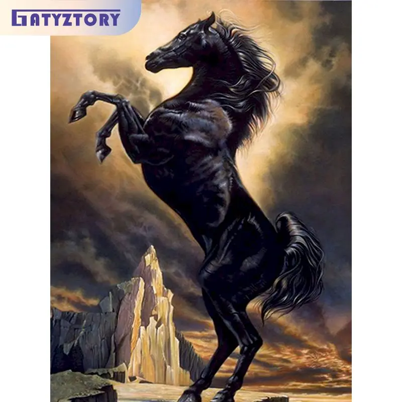 

GATYZTORY Diamond Painting Horse Embroidery 5D DIY Diamond Mosaic Cross Stitch Animals Pictures For The Home