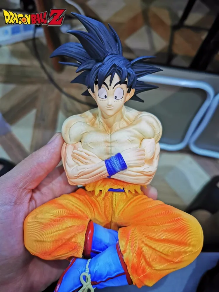 17cm Anime Figure Dragon Ball Dream Gk Sitting Position Son Goku Super Saiyan Pvc Series Decoration Model Statuechristmas Gifts