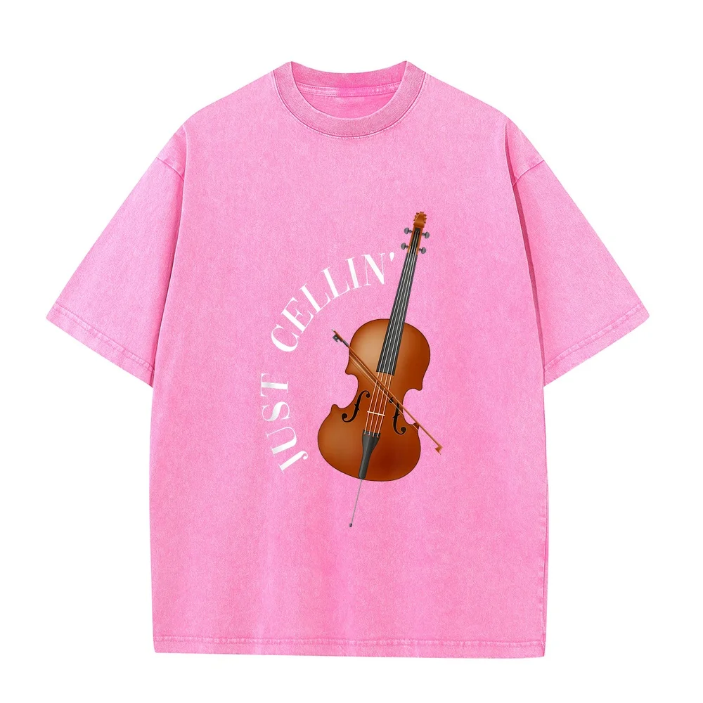 Just Cellin Cello T-Shirt Топ Roupa Unisex Full Size Tee Summer Men Short Sleeve T Shirt Casual Outfit Cotton Humor Funny Quote
