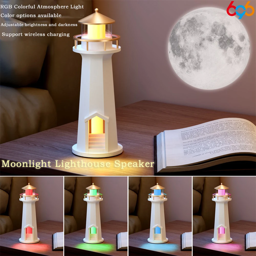 2025 جديد مصباح قمري مصابيح المنارة الإسقاط ضوء الليل APP التحكم بلوتوث سماعة موسيقية أضواء المحيطة شحن لاسلكي #4