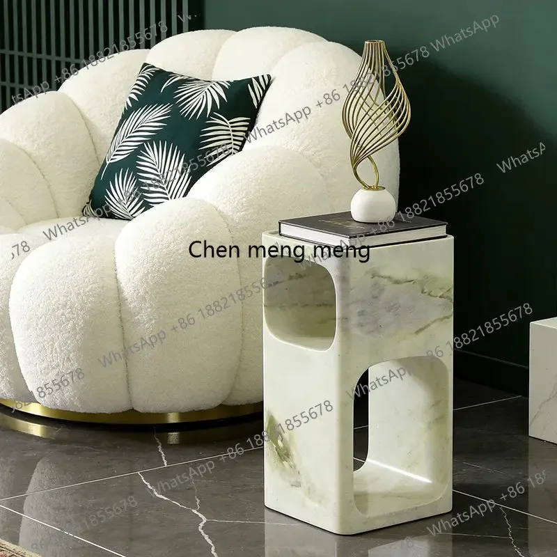 Mesa auxiliar de mármol natural minimalista italiana F181 para sala de estar, mesa de centro pequeña verde Fendi para apartamento pequeño
