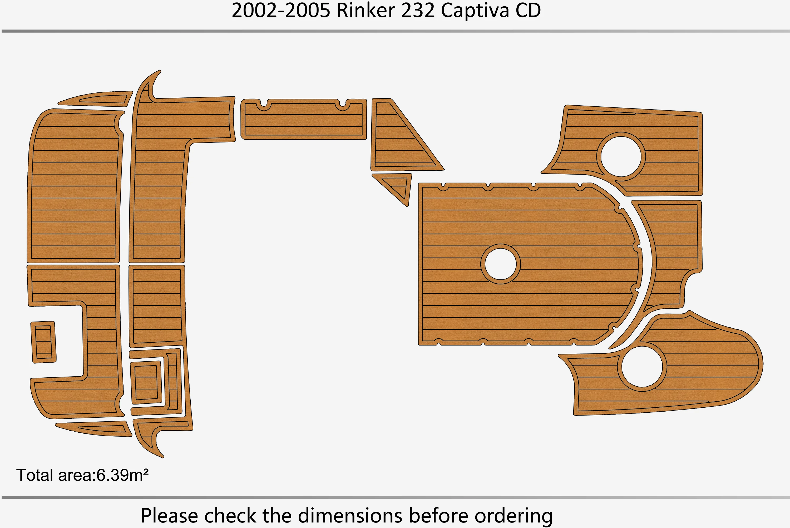 Eva foam Fuax teak seadek marine floor For 2002-2005 Rinker 232 Captiva CD Cockpit Swim platform 1/4