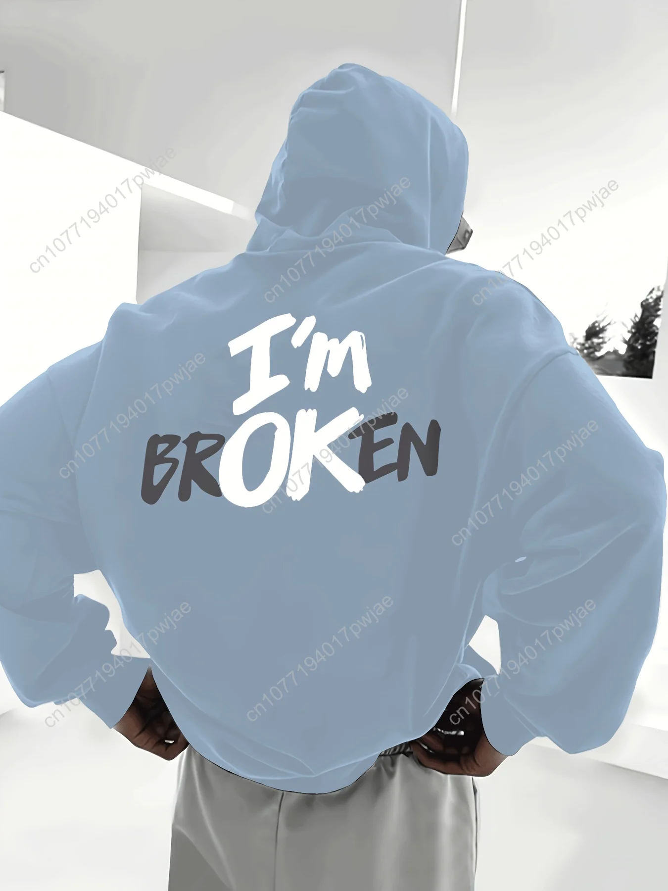 Уютная мужская повседневная толстовка из полиэстера с карманом-кенгуру, пуловер с длинными рукавами, толстовка с капюшоном, вязаный буквенный принт, нарисованки