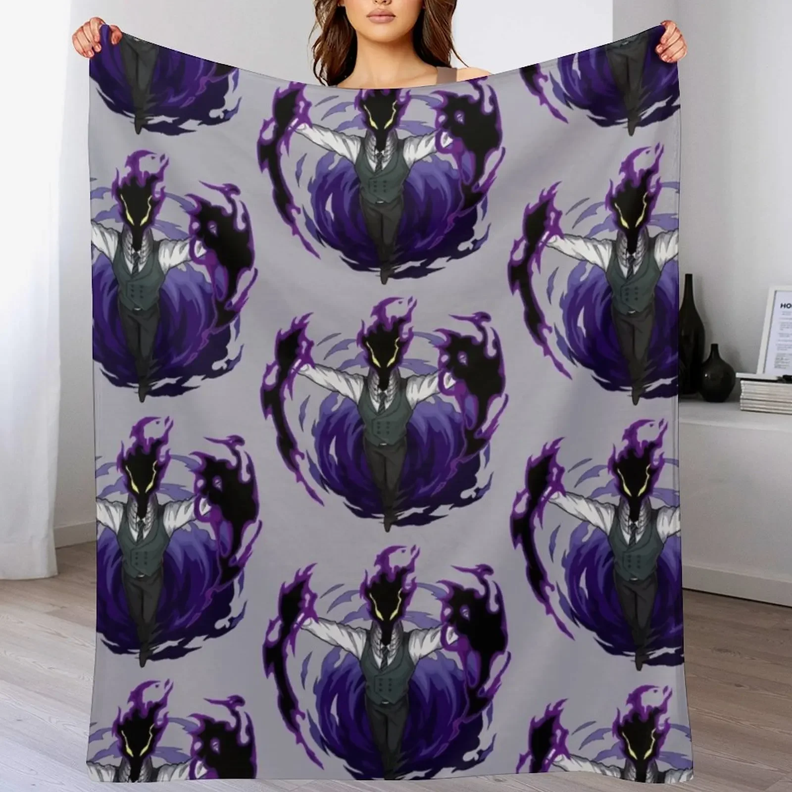 

Kurogiri Throw Blanket wednesday for sofa anime Travel Blankets