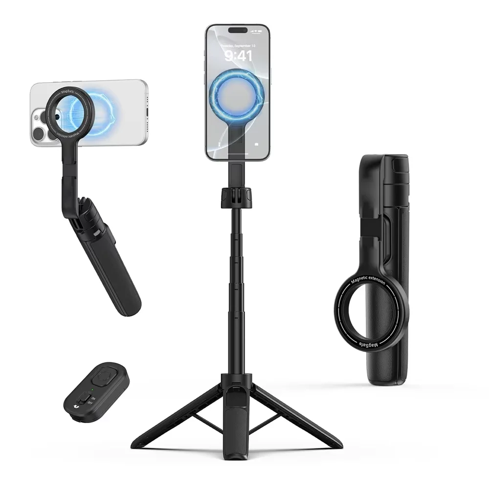 Магнитный штатив-монопод TP28 с двумя сторонами крепления, Bluetooth-пультом и холодным креплением для iPhone 17, 16, Android
