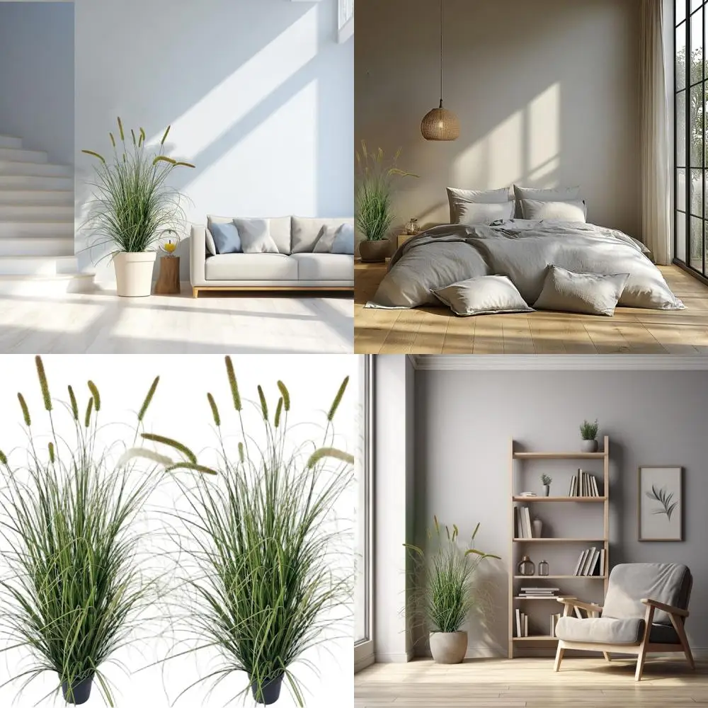 

5ft Tall Artificial Grass Plant, 2-Pack Indoor Decorative Faux Plants & Flowers in Pots, House Plants for Home