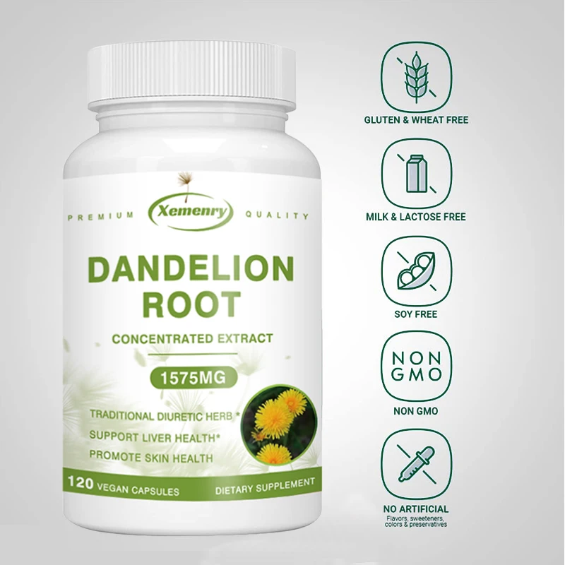 

Dandelion Root Extract Capsules - Liver Cleansing, Supports Urinary Tract and Prostate Health, Metabolism, Boosts Immunity