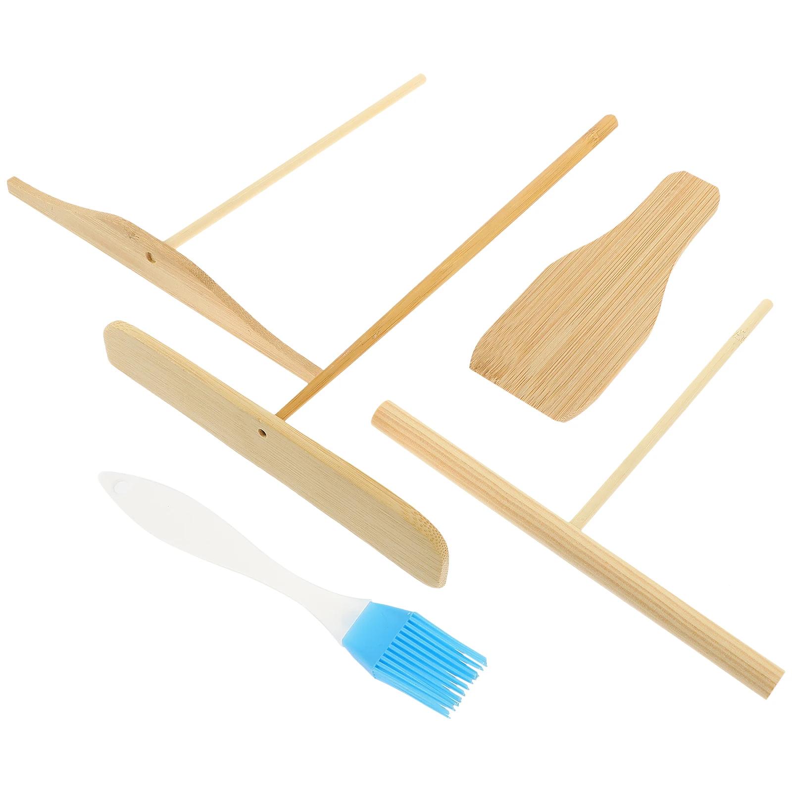 

5Pcs Pancake Spatula Spreaders Lightweight Smooth Surface Cooking Kitchen Tools Bamboo Crepe Spreading Tool Set