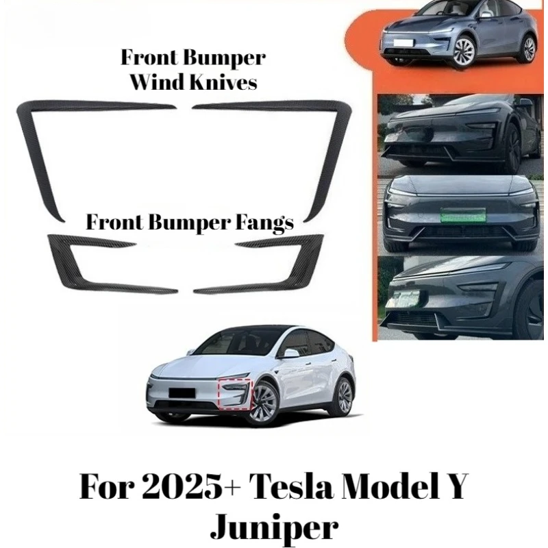 

For 2025+ Tesla Model Y Juniper Front Bumper Fangs Wind Knives Headlight Eyebrows Fog Lamp Frame Decorative Car Accessories part