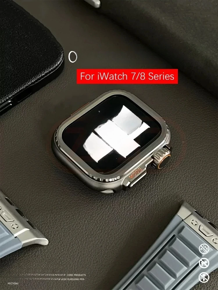 

Titanium Change To Ultra Case For Apple Watch 44mm 45mm Upgrade Metal Drop resistant Protector Cover For iWatch 9 8 7 6 5 Se 4