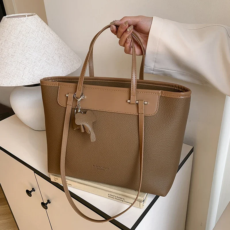 

Fashion Casual Lady Big Totes Bag PU Leather Shoulder Bag High-end Bag Large Capacity Scarf Classic Simplicity Women's Handbags