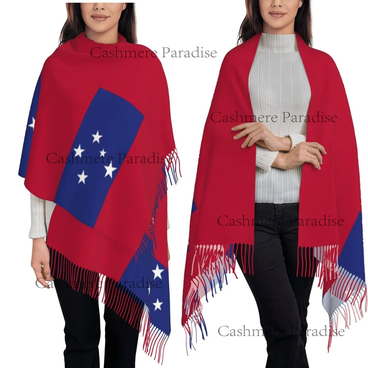Flag Of The Independent State Of Samoa Women's Pashmina Shawl Wraps Fringe Scarf Long Large Scarf