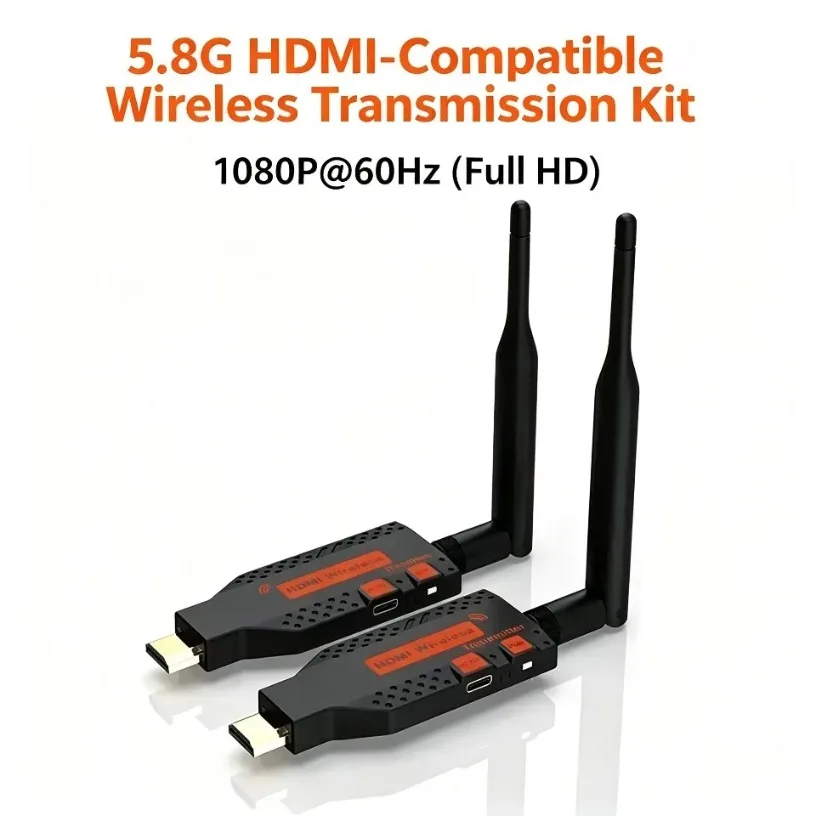 HDMI-Compatible Wireless Transmitter Receiver 50M 5.8G, 4K@30Hz Extender for Camera STB Laptop to TV Monitor, Plug & Play