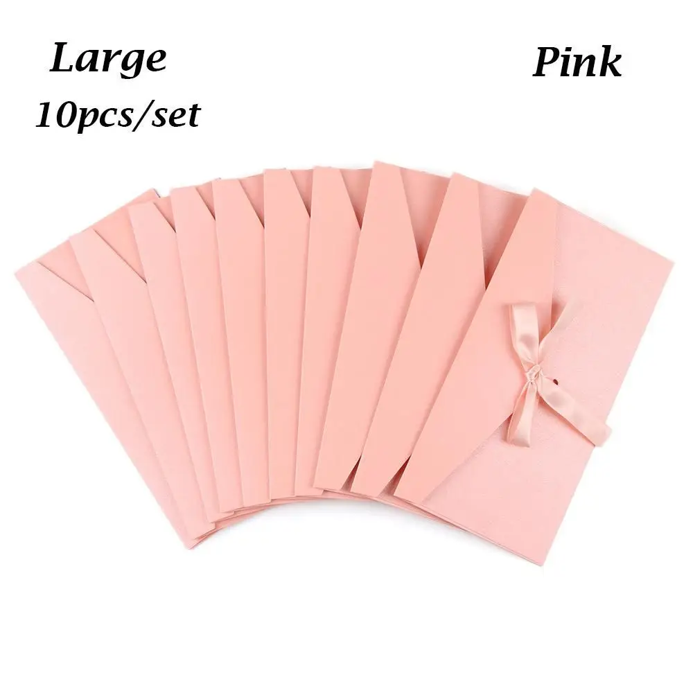 

10 Pcs/ Set Stationery Bow Creative Retro Greeting Card Bags Ribbon Mailer Pearlescent Paper Envelop Envelope