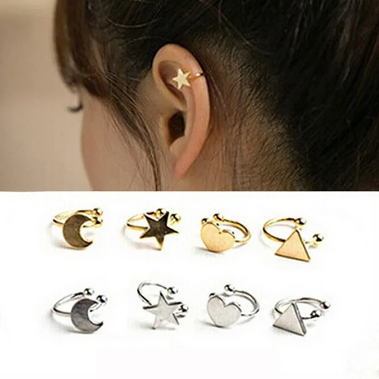 Clip Earrings Star Heart Moon U Shape Fashion Alloy Durable Lightweight Colorful Comfortable Daily Office Party Accessory Women