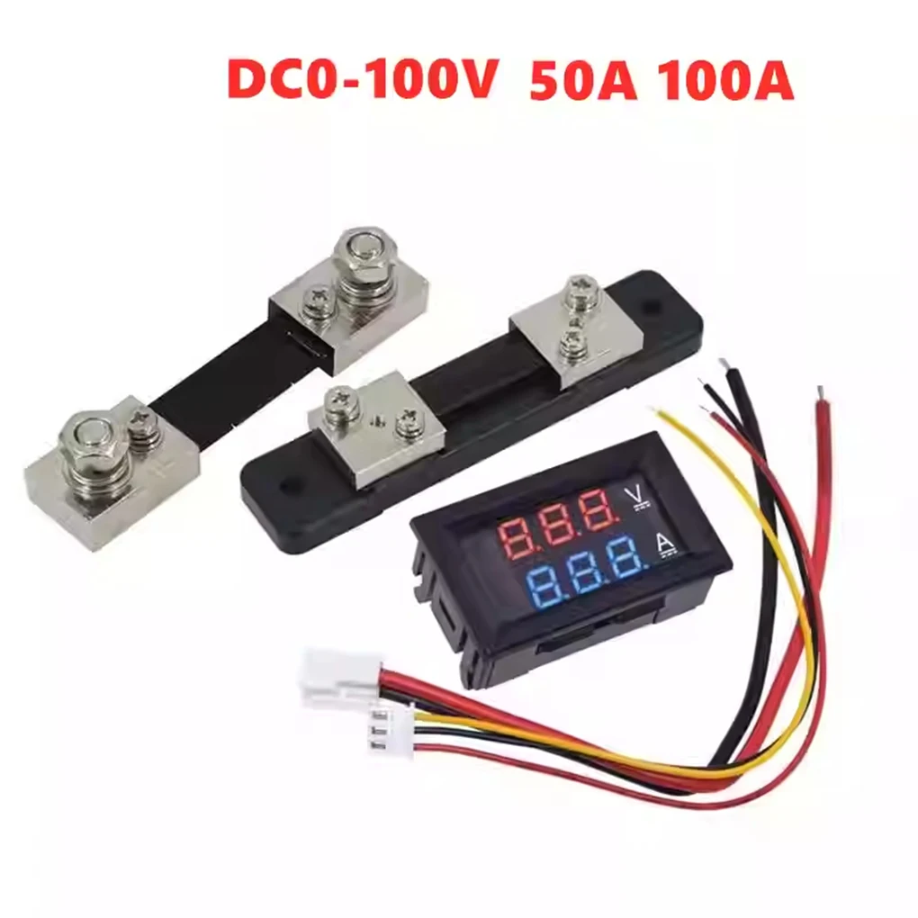 0-100V 50A Voltage Current Meter Dual LED Display Tester Shunt Included Current Test Range Has 2 50A meter + shunt