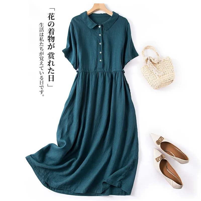 2024 New Arrival Japanese Style Chic Girl's Loose Summer Blouse Dress Office Lady Work Dress Fashion Women Travel Casual Dress