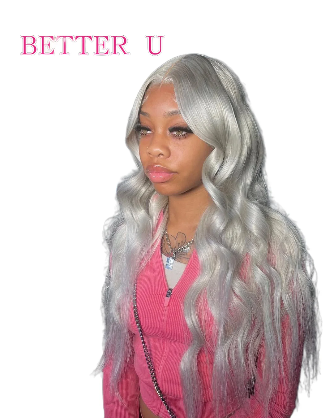 Glueless 200% Body Wave Human Hair Wig Sliver Grey Lace Front Wig Pre Color 5x5 Lace Closure Wig 100% Human Hair With Drawstring