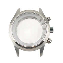 43mm Pilot Watch Case Chronograph Solid Stainless Sapphire Crystal 5ATM Compatible with 37.7mm Dial Miyota 0S00
