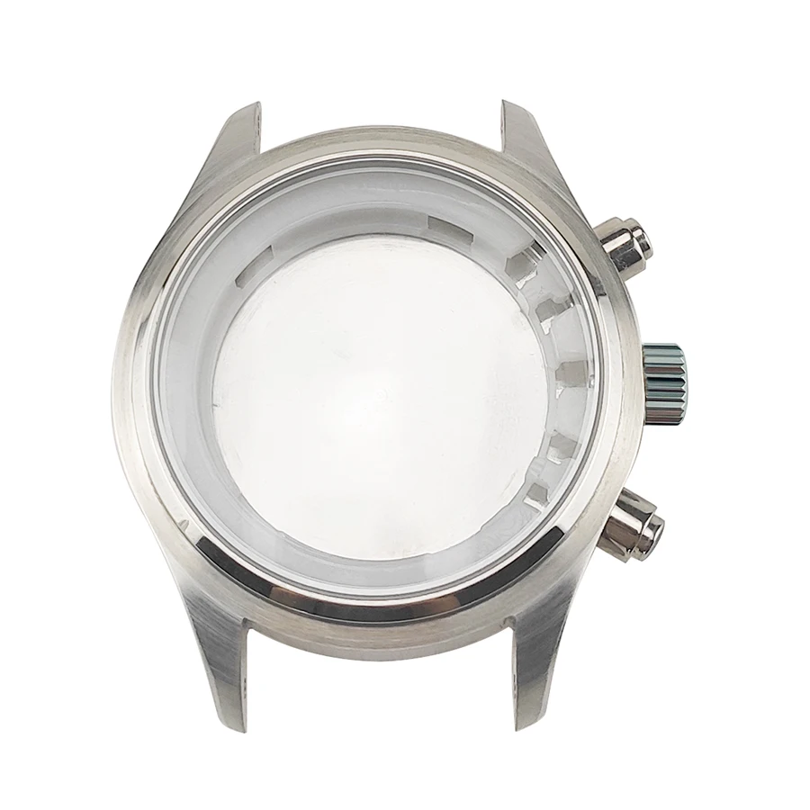 43mm Pilot Watch Case Chronograph Solid Stainless Sapphire Crystal 5ATM Compatible with 37.7mm Dial Miyota 0S00