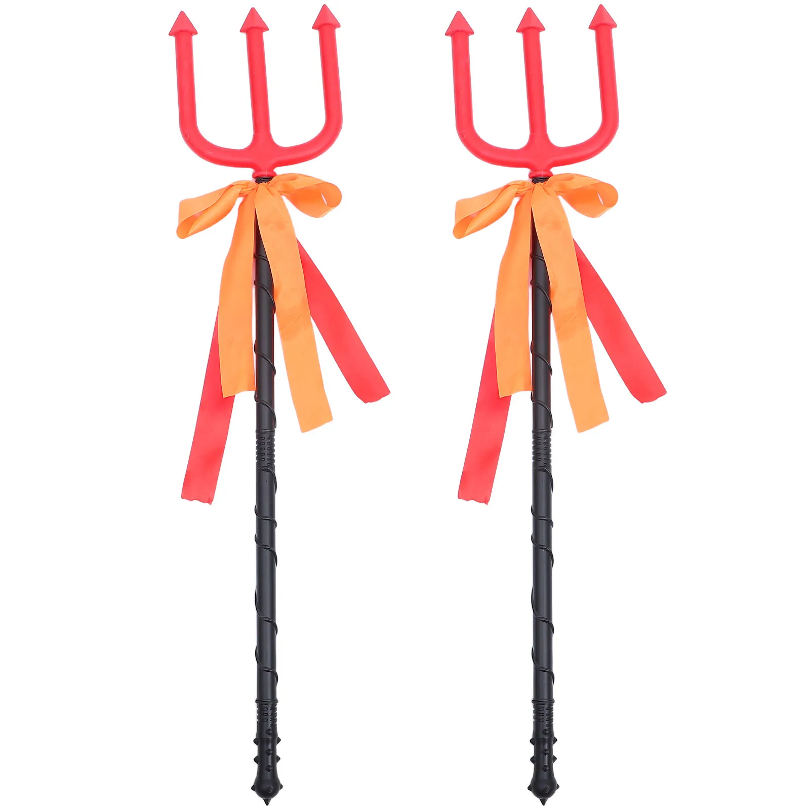 

2 Pcs Halloween Trident Demo Costume Accessories Clothing Pitch Fork Ribbon Prop
